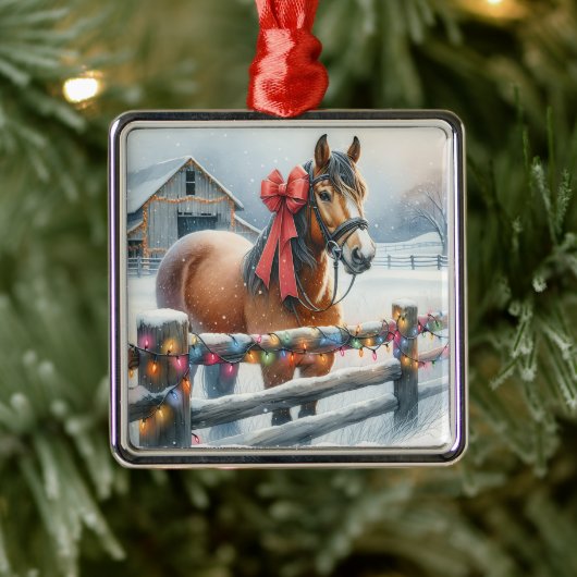 Mooie feestelijke paardenkerst metalen ornament (Boom)