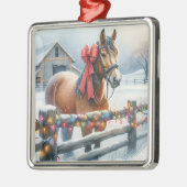 Mooie feestelijke paardenkerst metalen ornament (Links)