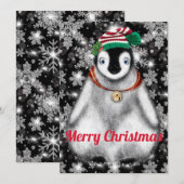 Mooie feestelijke vakantie Pinguïn glittersneeuwvl Feestdagenkaart (Voorkant / Achterkant)