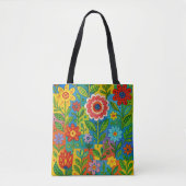 Mooie Fel Fantasievolle Bloemen Boodschappentas Tote Bag (Voorkant)