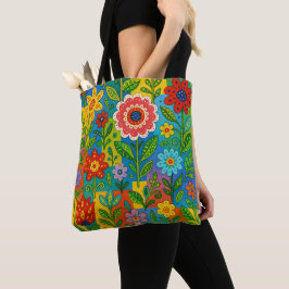 Mooie Fel Fantasievolle Bloemen Boodschappentas Tote Bag