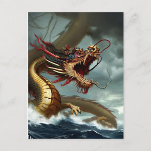 Mooie felle rode draak briefkaart