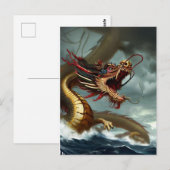 Mooie felle rode draak briefkaart (Voorkant / Achterkant)