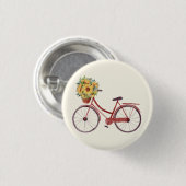 Mooie  fiets met zonnebloemen   ronde button 3,2 cm (Voorkant /achterkant)