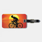 Mooie fiets silhouet zonsondergang scène kleurrijk bagagelabel (Achterkant horizontaal)