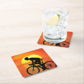 Mooie fiets silhouet zonsondergang scène kleurrijk kartonnen onderzetters (Insitu)