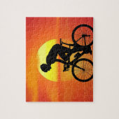 Mooie fiets silhouet zonsondergang scène kleurrijk legpuzzel (Verticaal)
