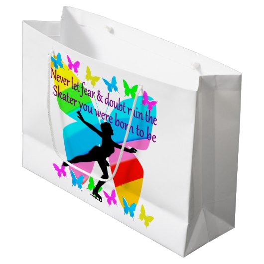 MOOIE FIGUUR SKATER INSPIREREND QUOTE ONTWERP LARGE CADEAUTASJE (Voorkant Gekanteld)