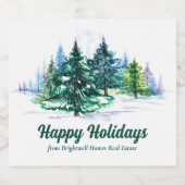 Mooie fijne feestdagen aangepaste kerstfeest sparkling wijnetiket (Enkel label)