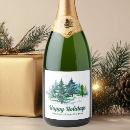 Mooie fijne feestdagen aangepaste kerstfeest sparkling wijnetiket