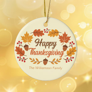 Mooie fijne Thanksgiving krans met blad van esdoor Keramisch Ornament