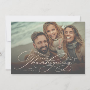 Mooie fijne Thanksgiving-script fotokaart Feestdagenkaart
