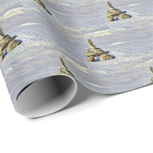 Mooie First Nations Inukshuk - Diagonaal ontwerp Cadeaupapier (Rol Hoek)