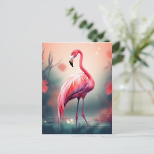 Mooie flamingo AI gegenereerd Briefkaart
