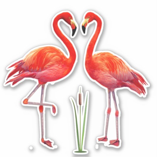 Mooie Flamingo Couple Sticker (Voorkant)