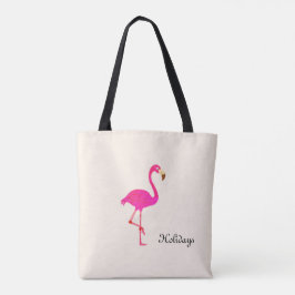 Mooie flamingo en kalligrafie op ivoor tote bag