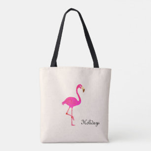 Mooie flamingo en kalligrafie op ivoor tote bag