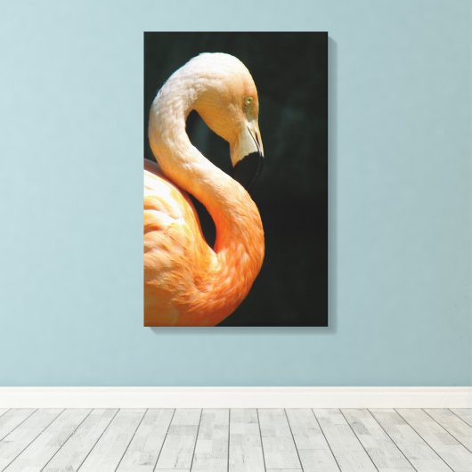 Mooie Flamingo gewikkeld canvas! Canvas Afdruk (Insitu (Houten vloer))