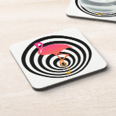 Mooie flamingo in cirkels bier onderzetter (Linkerzijde)