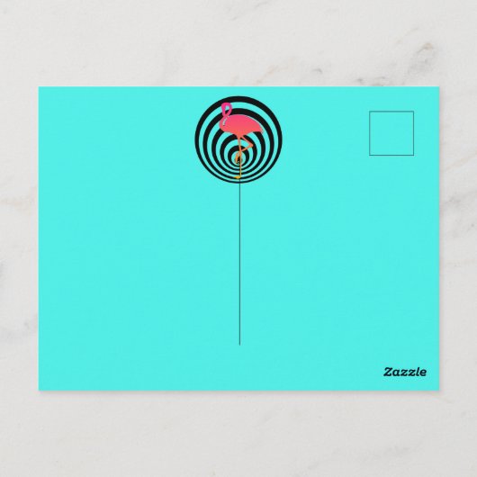 Mooie flamingo in cirkels briefkaart (Achterkant)