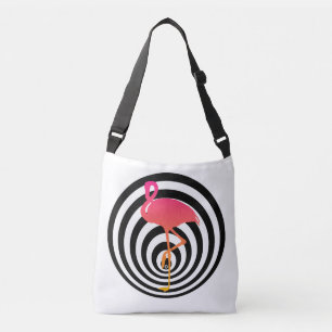 Mooie flamingo in cirkels crossbody tas