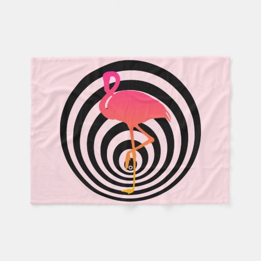 Mooie flamingo in cirkels fleece deken (Voorkant (Horizontaal))