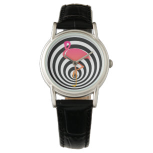 Mooie flamingo in cirkels horloge