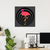Mooie flamingo in cirkels poster (Thuiskantoor)