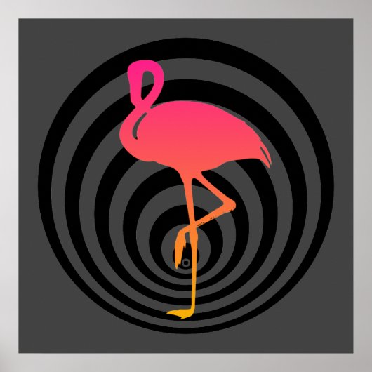 Mooie flamingo in cirkels poster (Voorkant)