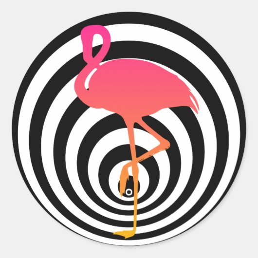 Mooie flamingo in cirkels ronde sticker (Voorkant)