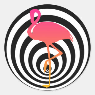 Mooie flamingo in cirkels ronde sticker