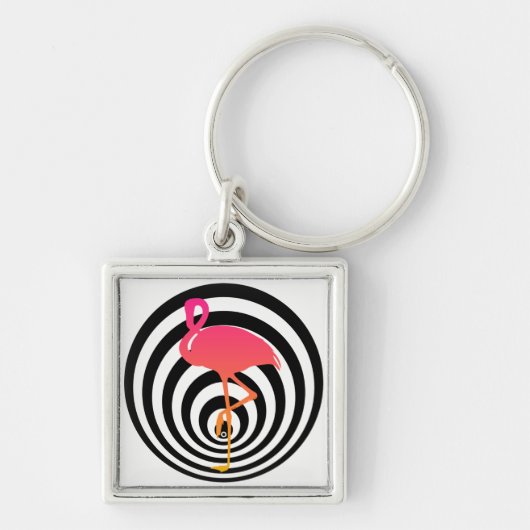 Mooie flamingo in cirkels sleutelhanger (Voorkant)