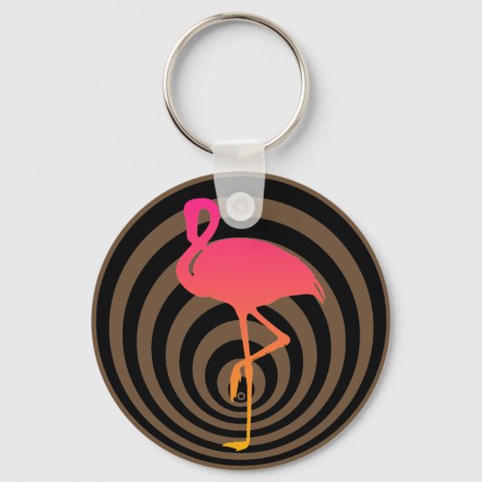 Mooie flamingo in cirkels sleutelhanger (Voorkant)