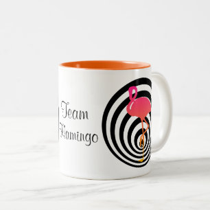 Mooie flamingo in cirkels tweekleurige koffiemok