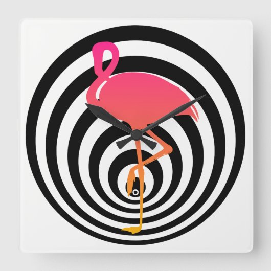 Mooie flamingo in cirkels vierkante klok (Voorkant)