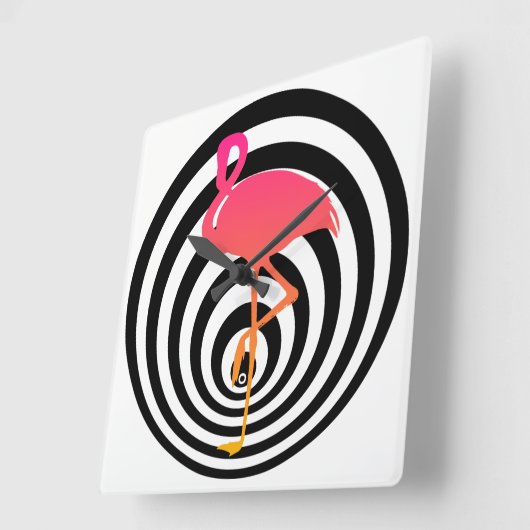 Mooie flamingo in cirkels vierkante klok (Hoek)