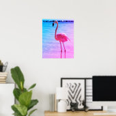 Mooie Flamingo in het water op een strand Poster (Thuiskantoor)