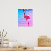 Mooie Flamingo in het water op een strand Poster (Keuken)