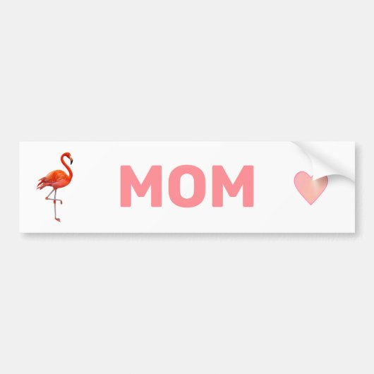 Mooie Flamingo & mam roze tekst op wit Bumpersticker (Voorkant)