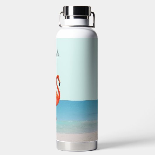 Mooie Flamingo op het strand Waterfles (Achterkant)