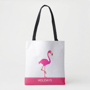 Mooie flamingo op roze en wit tote bag