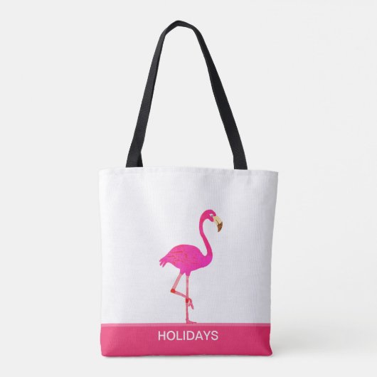 Mooie Flamingo op Roze en Wit Tote Bag (Achterkant)