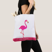 Mooie Flamingo op Roze en Wit Tote Bag (Dichtbij)