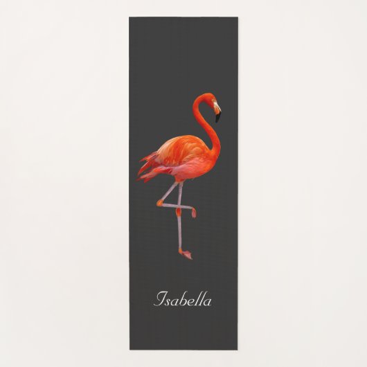 Mooie flamingo op zwart gepersonaliseerd yogamat (Voorkant)