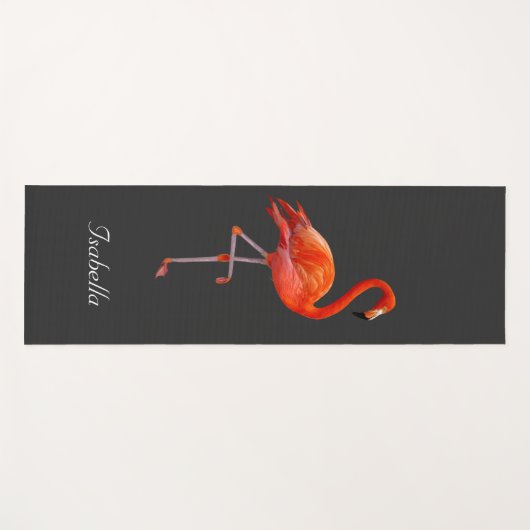 Mooie flamingo op zwart gepersonaliseerd yogamat (Voorkant (horizontaal))