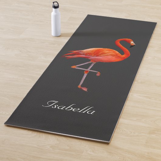 Mooie flamingo op zwart gepersonaliseerd yogamat (In situ)