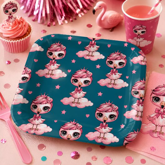 Mooie Flamingo Prinses Papieren Bordje