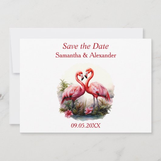 Mooie Flamingo Save the Date (Voorkant)