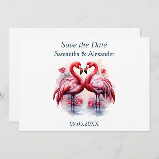 Mooie Flamingo Save the Date (Voorkant / Achterkant)
