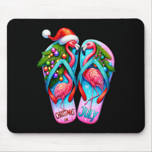 Mooie Flamingo Slippers Tropische Zomer Kerstmis Muismat